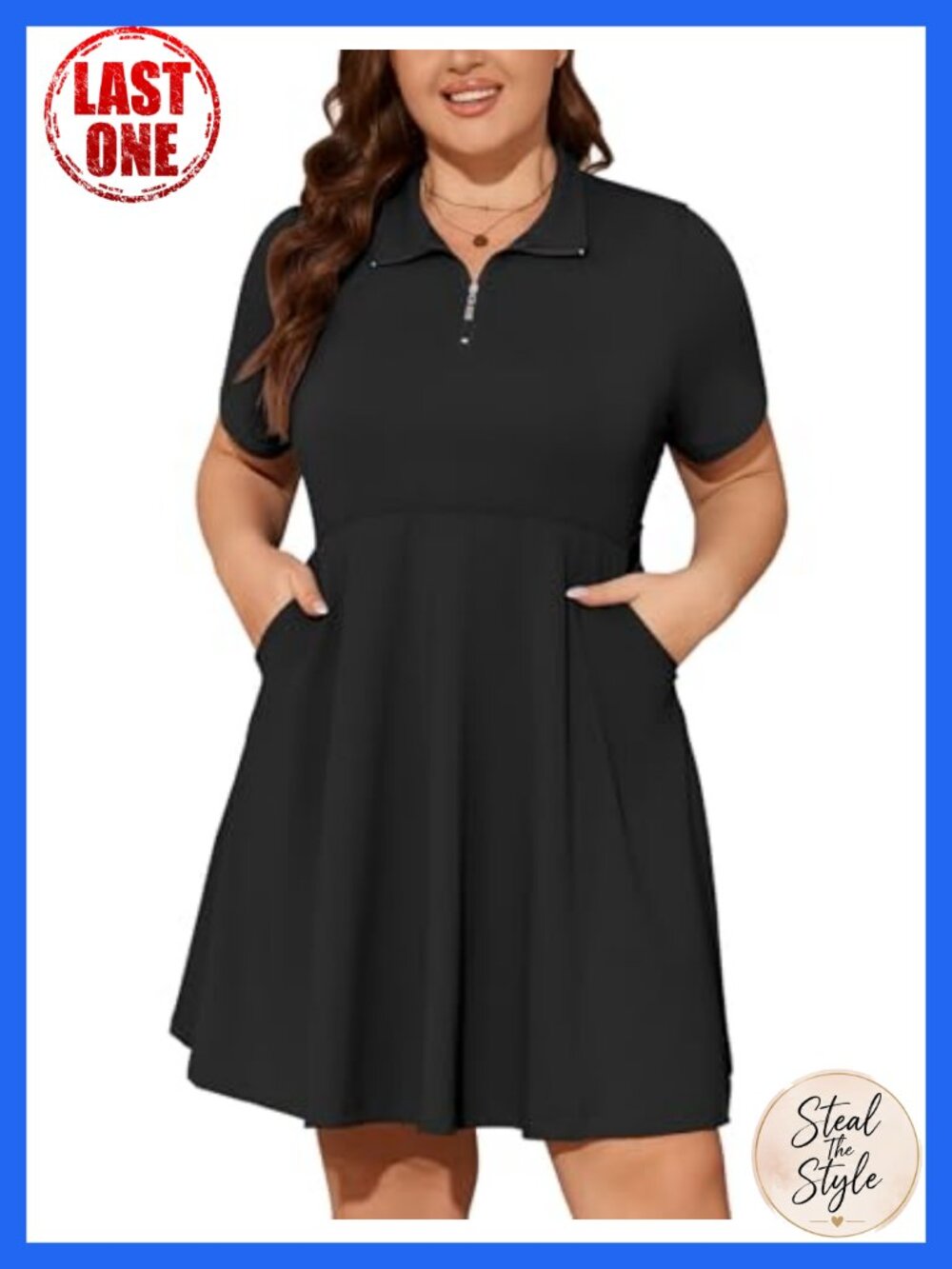 Plus Size Tennis Dress with Shorts 1/4 Zip Quick Dry Athletic Golf Dress